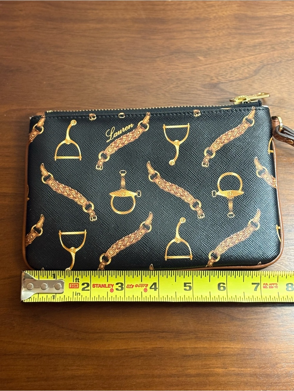 Lauren Ralph Lauren Black and Gold Equestrian Wristlet - Picture 9 of 10